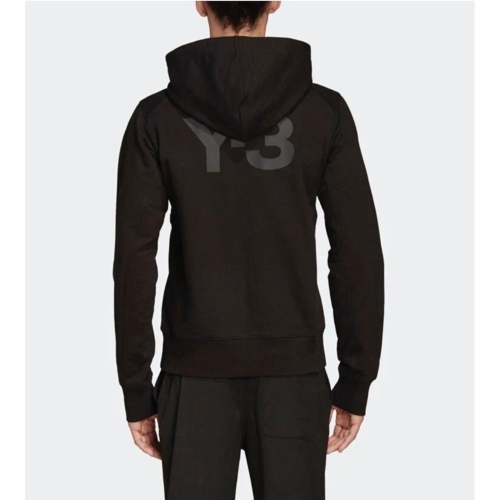 Y-3 Adidas Yohji Yamamoto Black Full Zip Logo Hoodie FJ0344 Men's Size Medium